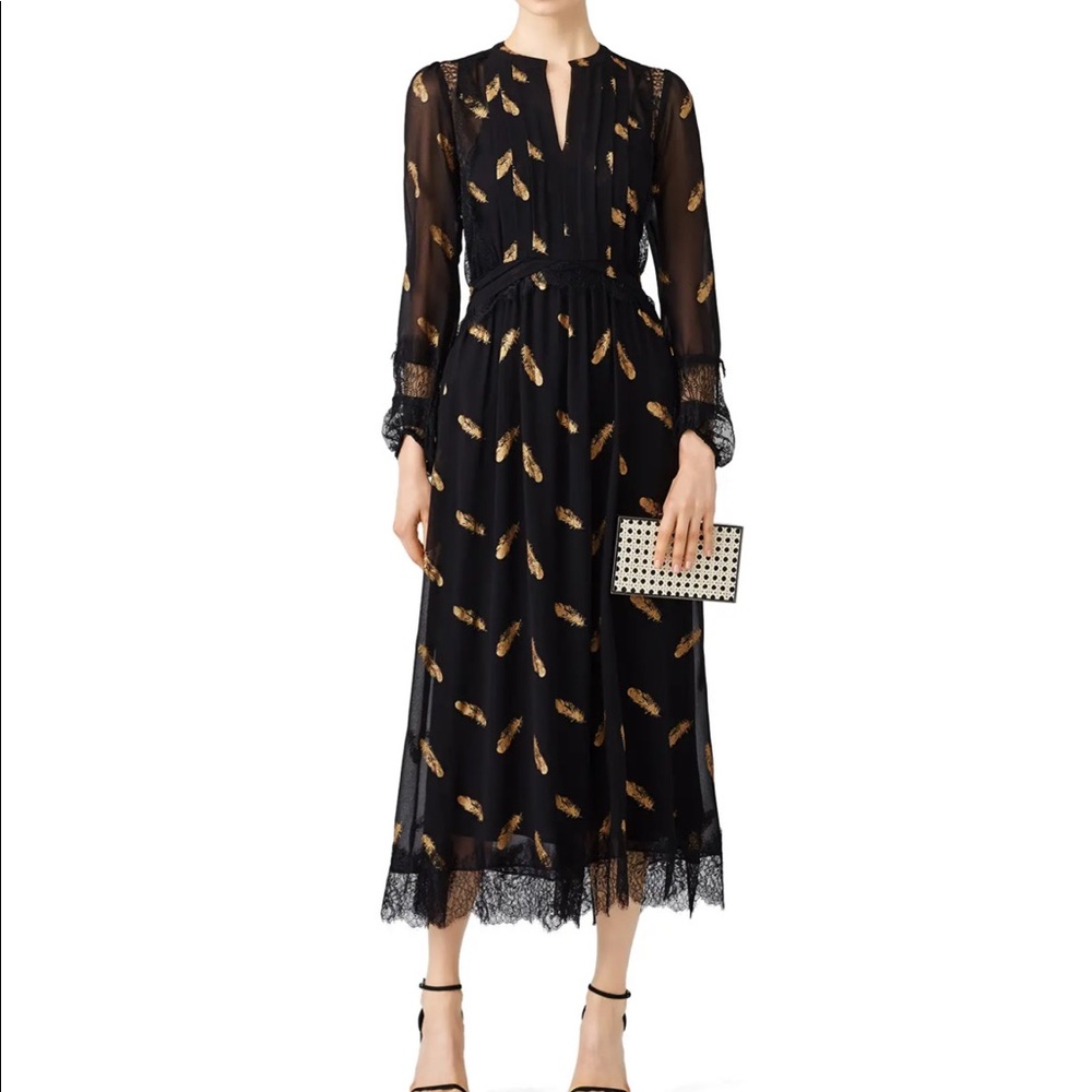 The Kooples Gold Feather Dress